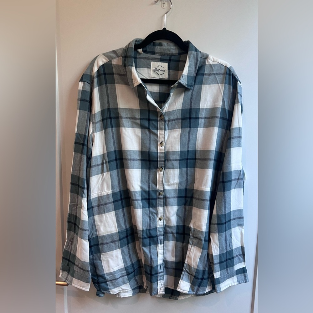 Jachs Girlfriend Green and White Plaid Shirt